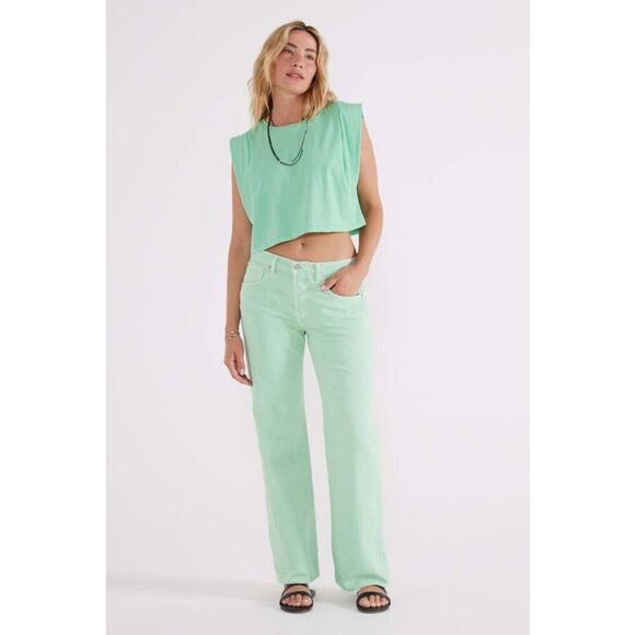 Ética Amis Relaxed Boot Cut Jeans in Dusty Aqua Size 28 - Picture 1 of 13